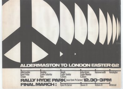 Poster for CND march: Aldermaston to London, Credit: Ken Garland & Associates archive, RCA Special Collections