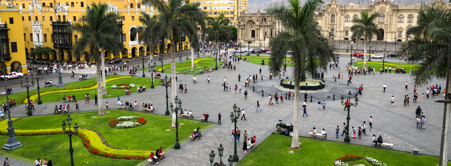 Tourists in the Main Square of Lima, Peru