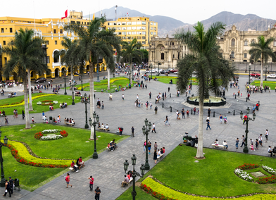 Tourists in the Main Square of Lima, Peru