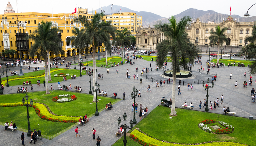 Tourists in the Main Square of Lima, Peru