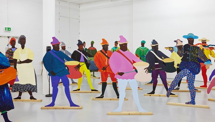 Naming the Money, Lubaina Himid 2004 Installation view of Navigation Charts, Spike Island, Bristol, 2017 Ā© Courtesy of the artist, Hollybush Gardens, and National Museums, Liverpool | Photographer: Stuart Whipps