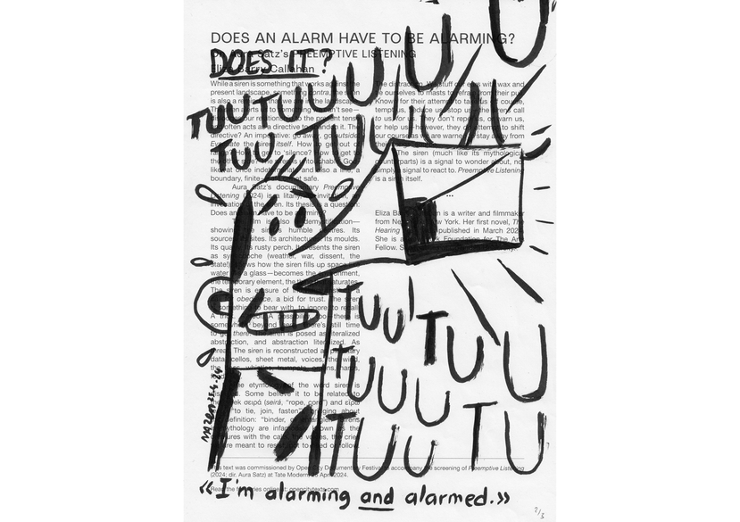 Mazen Kerbaj (musician collaborator on Preemptive Listening and conference speaker), Drawing on film programme notes, 2024