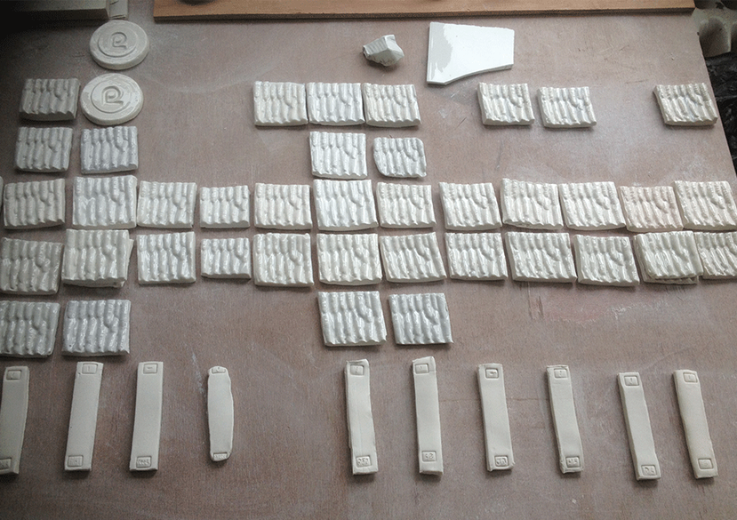 Porcelain tests to match visual qualities with the original fountain parts