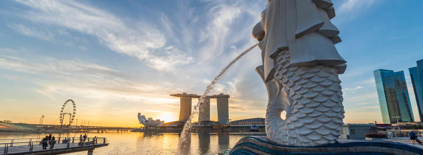 Merlion, Singapore at sunset
