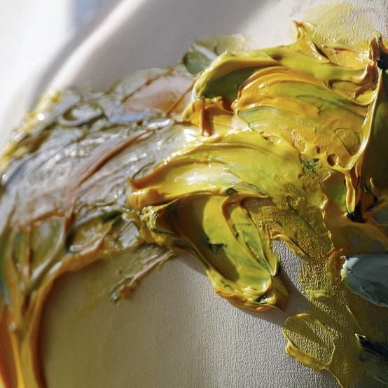 Detail of Mugler dress, hand painted by Anna Deller-Yee, for Emma Chamberlain