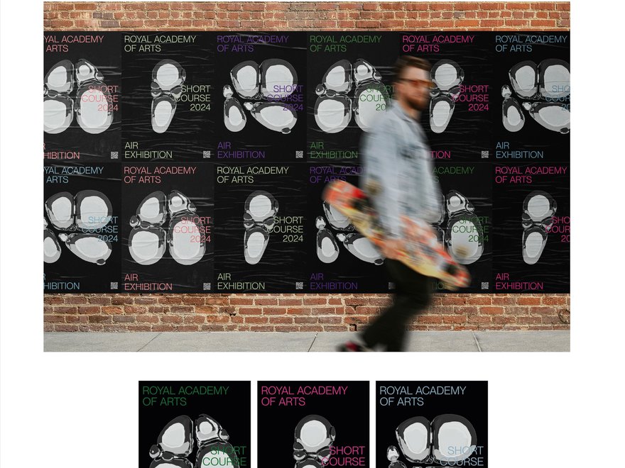Royal Academy of Art posters on a wall