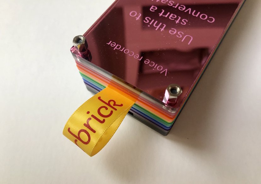 Chatterbrick digital voice recorder. Designed, programmed and built for chatterhood, a cross-community connection between neighbours who may never meet nurtured offline in longitudinal asynchronous dialogues