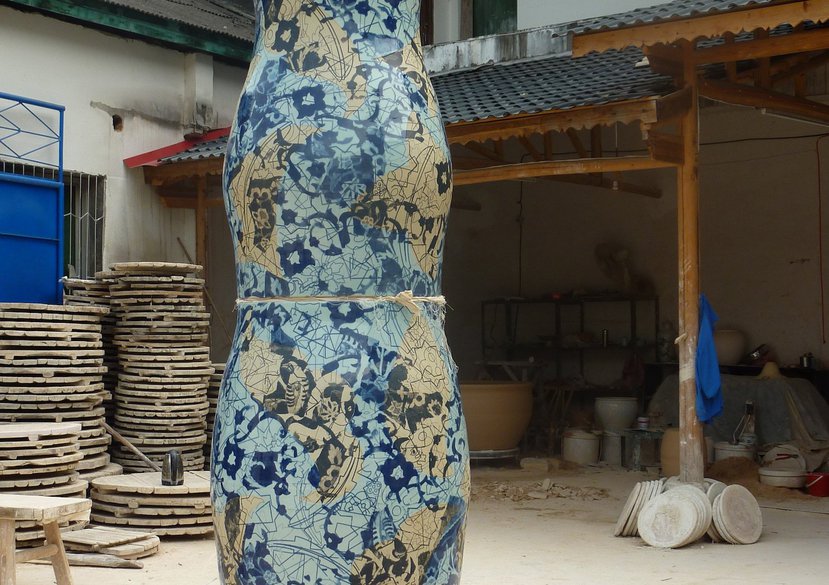 Prototype for Qatar commission in workshop courtyard, 2013