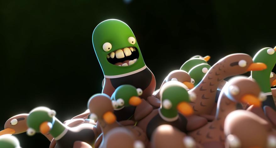 Image of lots of animated duck like characters with happy faces
