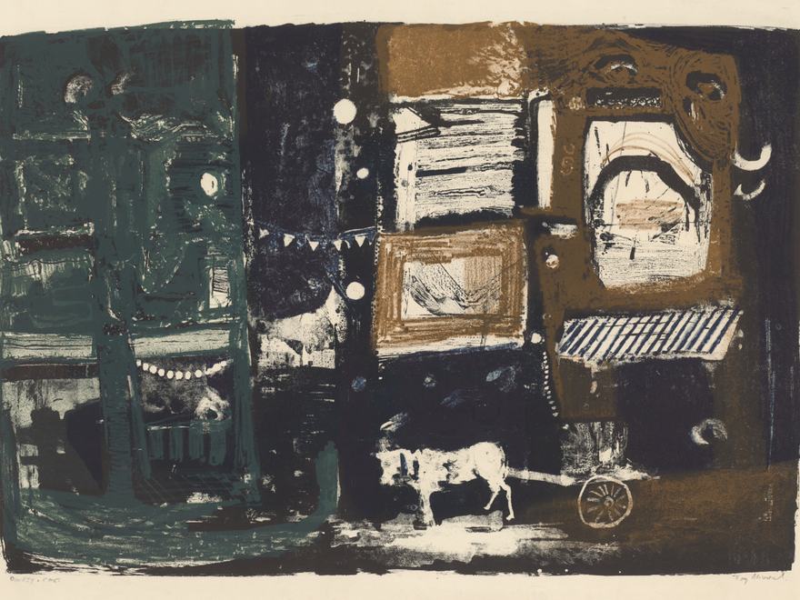 a lithnograph browns and blacks