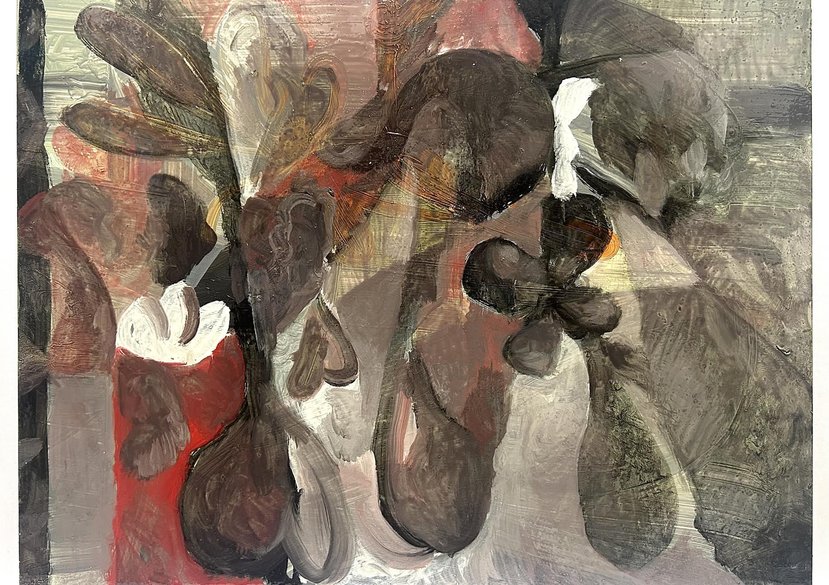 Underneath, oil on tin