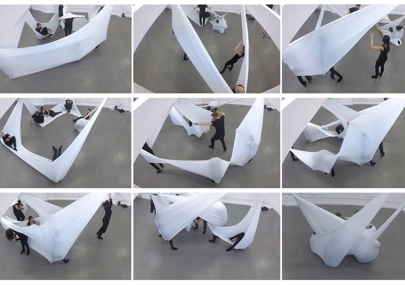 Soft Embodied Architectures / 'A sequence of an embodied exploration with a Lycra spandex fabric