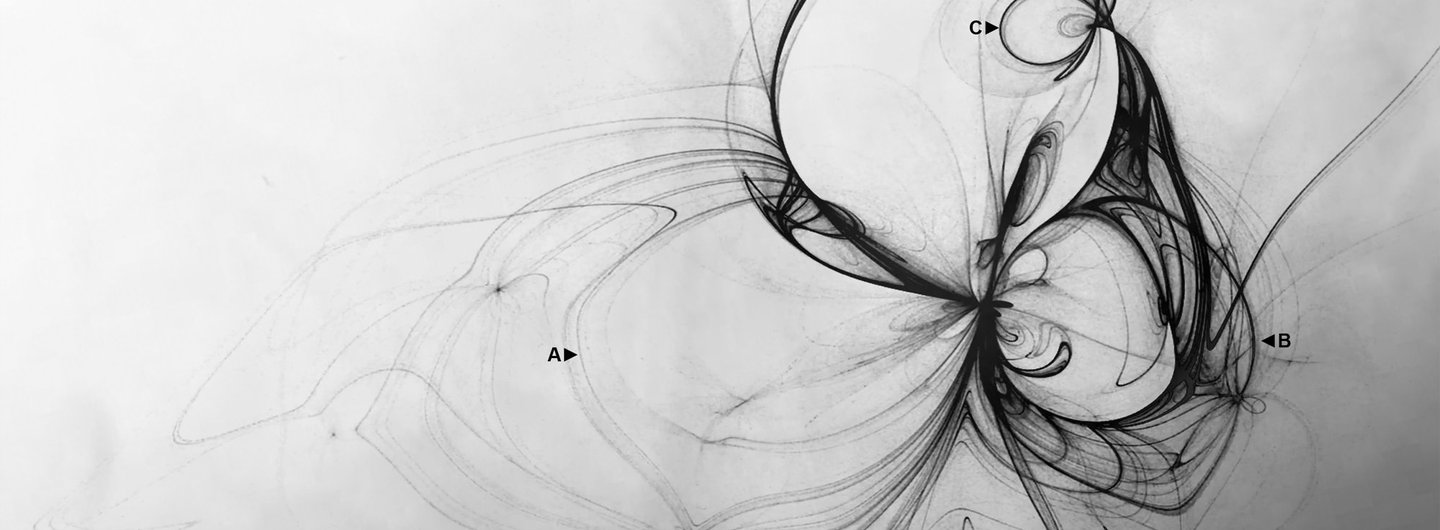 Visualising Practice: Still From Simulated Dataflow in Processing, Digital HD, Paul Priest, 2018