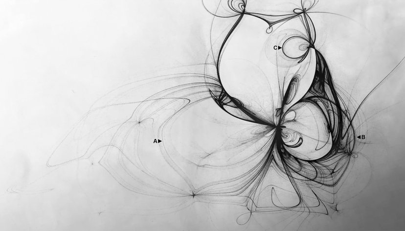 Visualising Practice: Still From Simulated Dataflow in Processing, Digital HD, Paul Priest, 2018