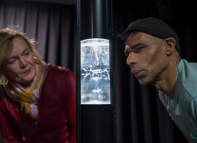 Wayne Binitie and Catherine Dormor with 1765 Sculpture