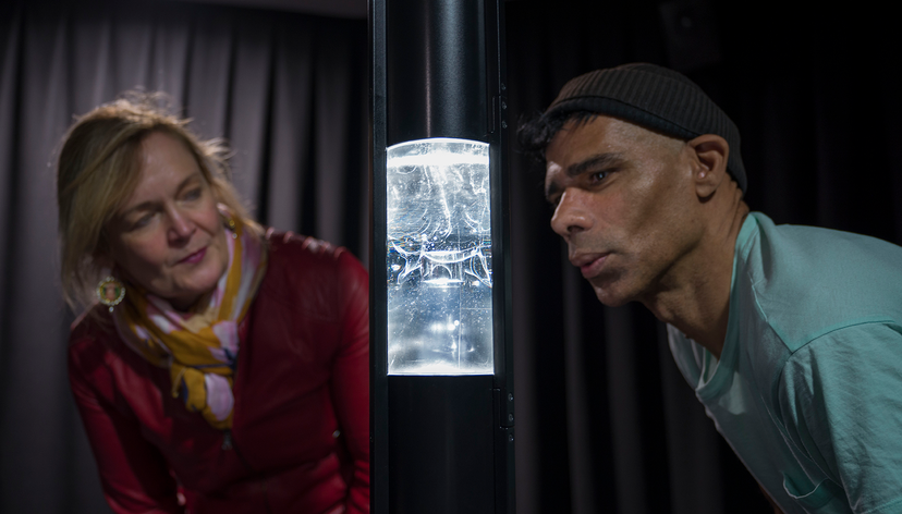 Wayne Binitie and Catherine Dormor with 1765 Sculpture