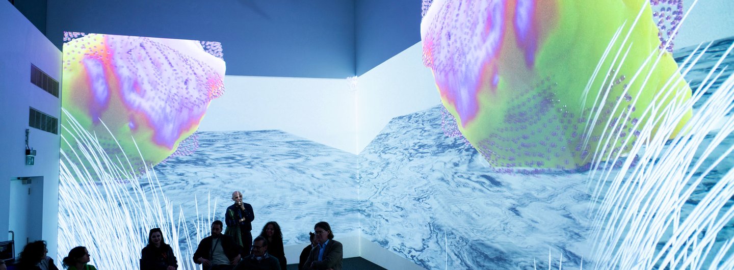 Polymorph research project. A physical AI system that generates a sensuous, playful world of light, vibration and shifting forms.