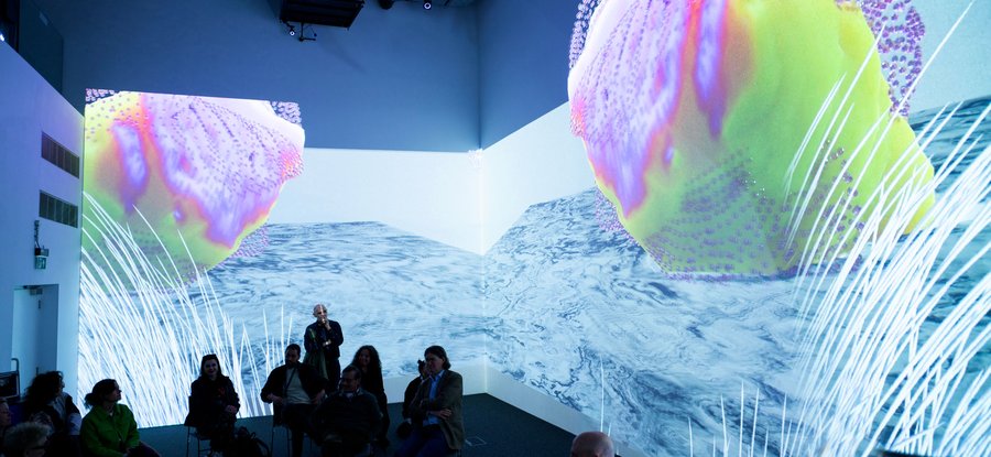 Polymorph research project. A physical AI system that generates a sensuous, playful world of light, vibration and shifting forms.