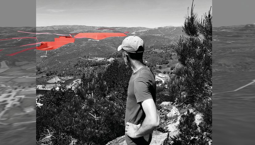 Nelson Gomes, from UDCB looking at the area of common lands where Savannah Resources proposes to develop a lithium mine. Covas do Barroso, Portugal. Image GIT, 2022.