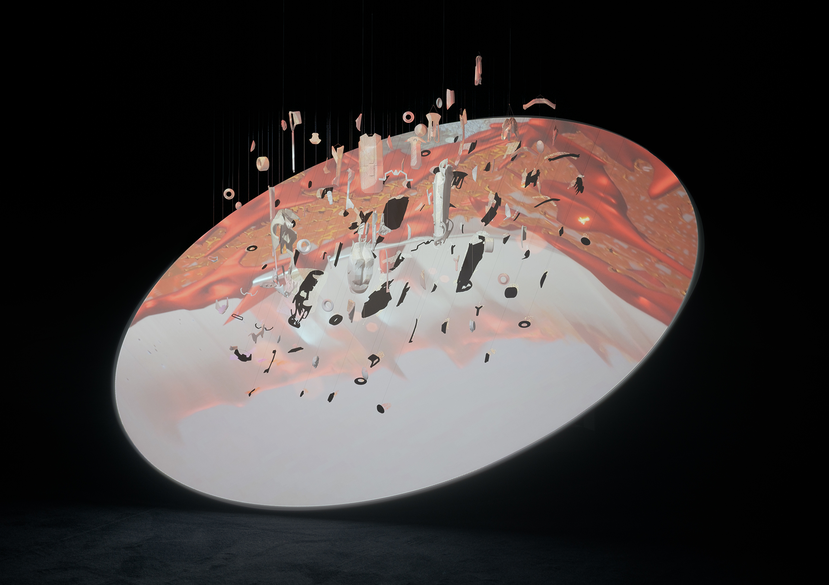 Installation view from The Red City of the Planet of Capitalism (2021), Courtesy of Bahar Noorizadeh. Museum Folkwang, Essen. Photo by Michael Paul Romstöck