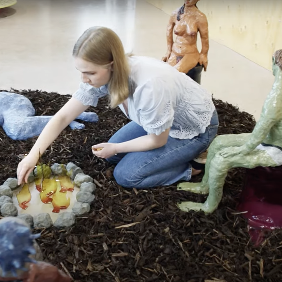 RCA2023 Sculpture student film still featuring Ebba Grahn