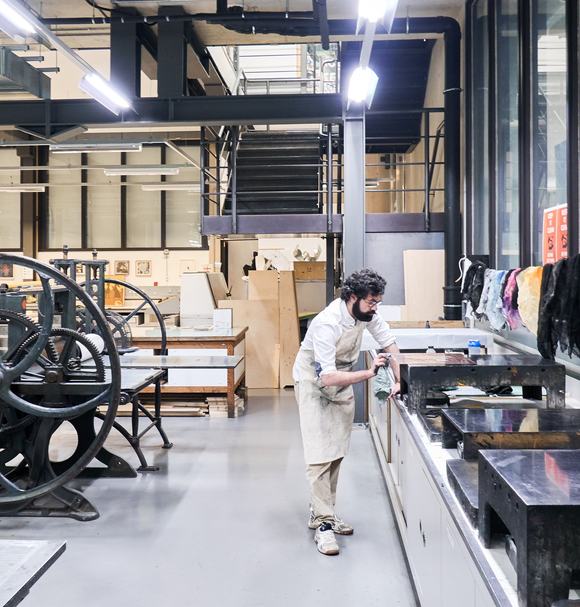 Working in the Print workshop (photo: Richard Haughton)