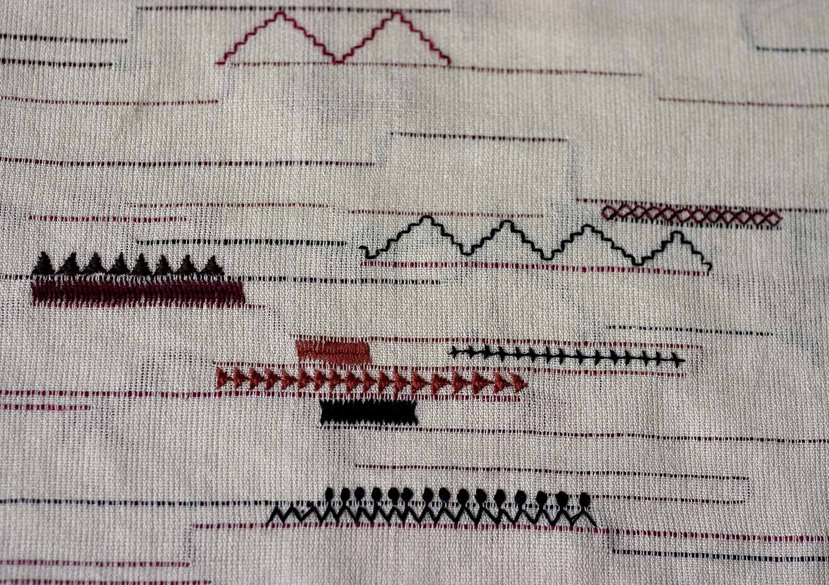 Textile dialogue series 1. Dobby weave / stitch-craft interaction