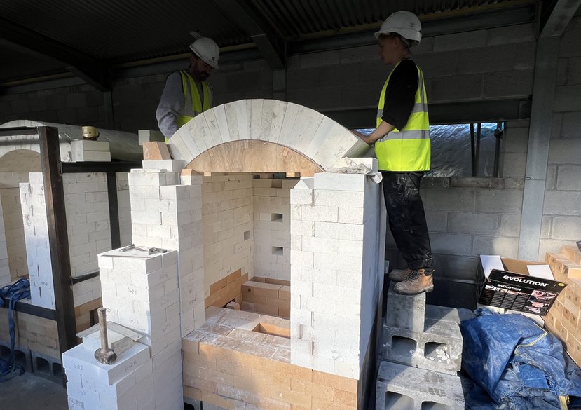 Building a test gas kiln at the Leach Pottery, November 2025
