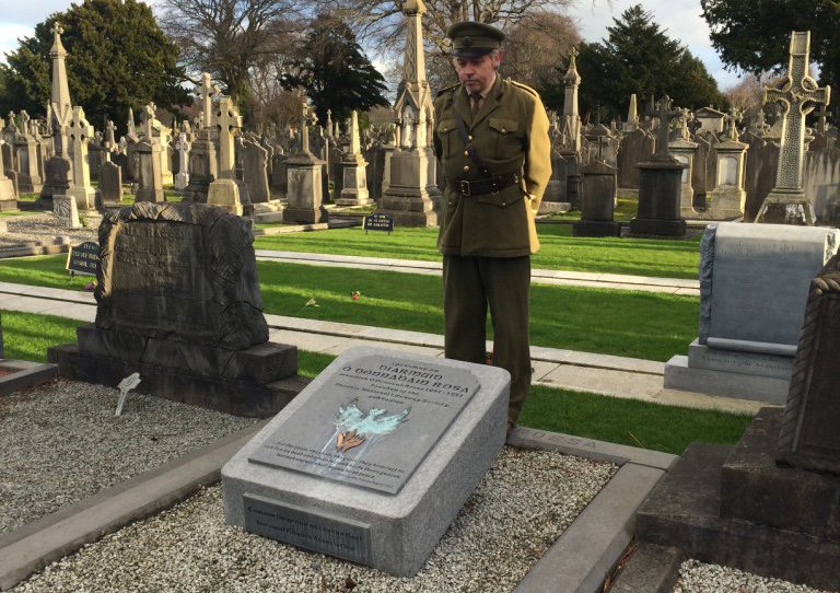 Re-enactment of Padraig Pearse's speech at the grave of Jeremiah O'Donovan Rossa, Glasnevin Cemetery, Dublin