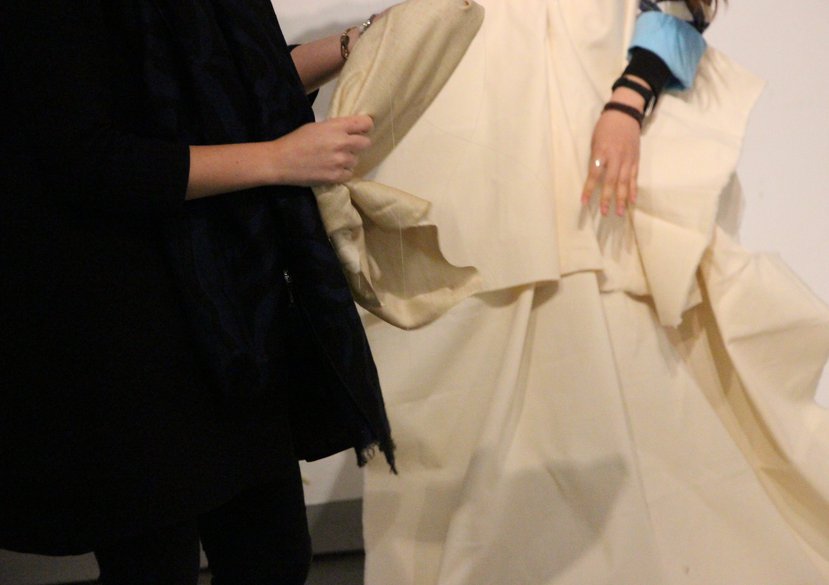 Relational Materials workshop participants experiencing textiles