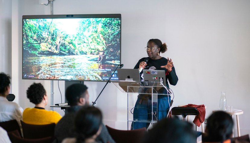 A student presents at the Research Biennale Symposium 2025. Photo: Chris Lee.