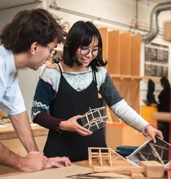 Architecture students collaborating
