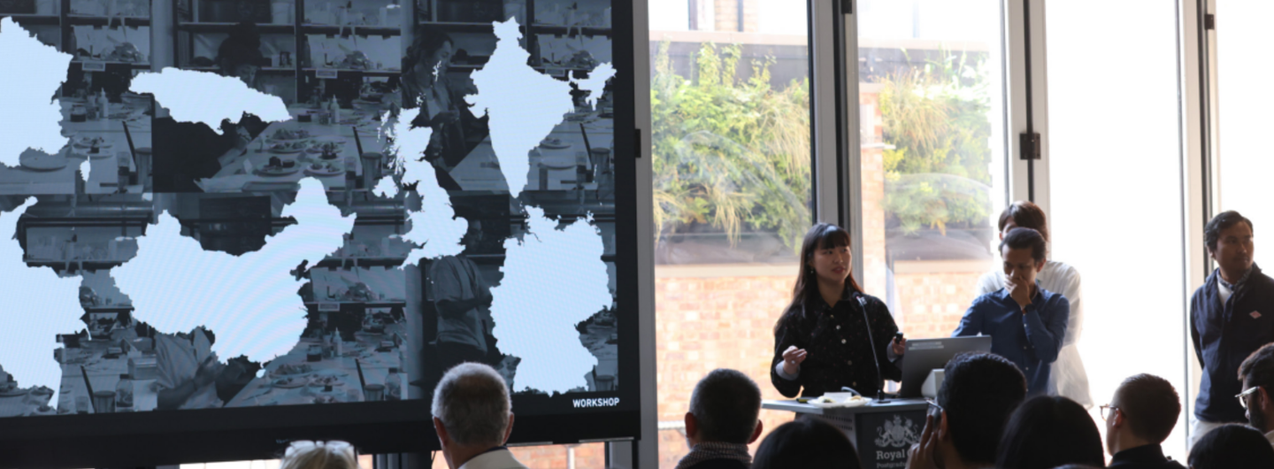 Students present their work at the 'Eats and Algorithms' Sodexo X RCA competition