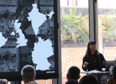 Students present their work at the 'Eats and Algorithms' Sodexo X RCA competition