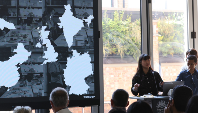 Students present their work at the 'Eats and Algorithms' Sodexo X RCA competition