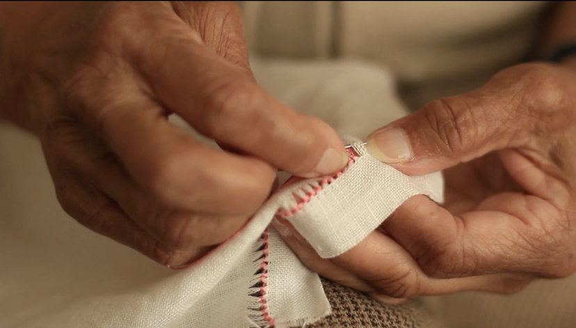 Still from the documentary film accompanying the doctoral research project, Knitting with my mother, by Mah Rana