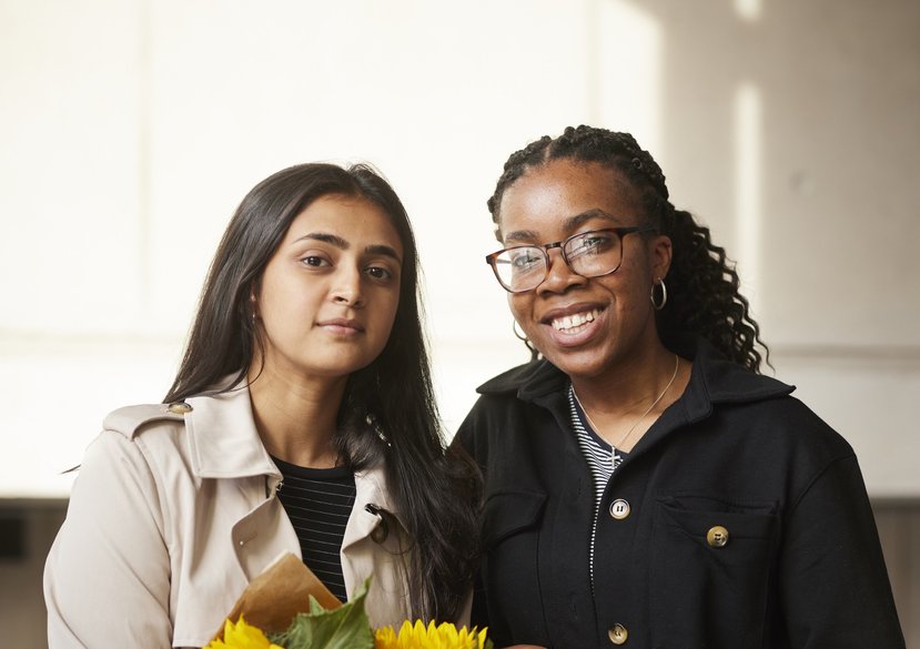 Shefali Bohra and Debra Babalola, winners of the TATA Consultancy Services (TCS) Award for Digital Inclusion for 'Dotplot'