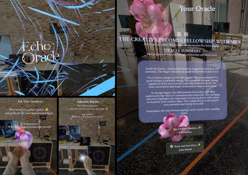 An interactive AR oracle experience on Snap Spectacles, reimagining Chinese divination through questions that echo through the environment and poetic responses. A solo project developed through the Royal College of Art × Snap collaboration.