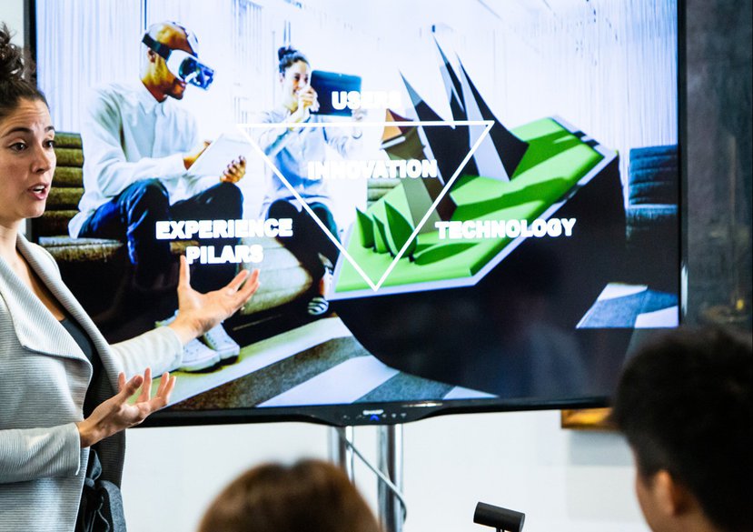 Daniela Paredes Fuentes, Co-Founder & Director at Gravity Sketch speaking on an RCA short course