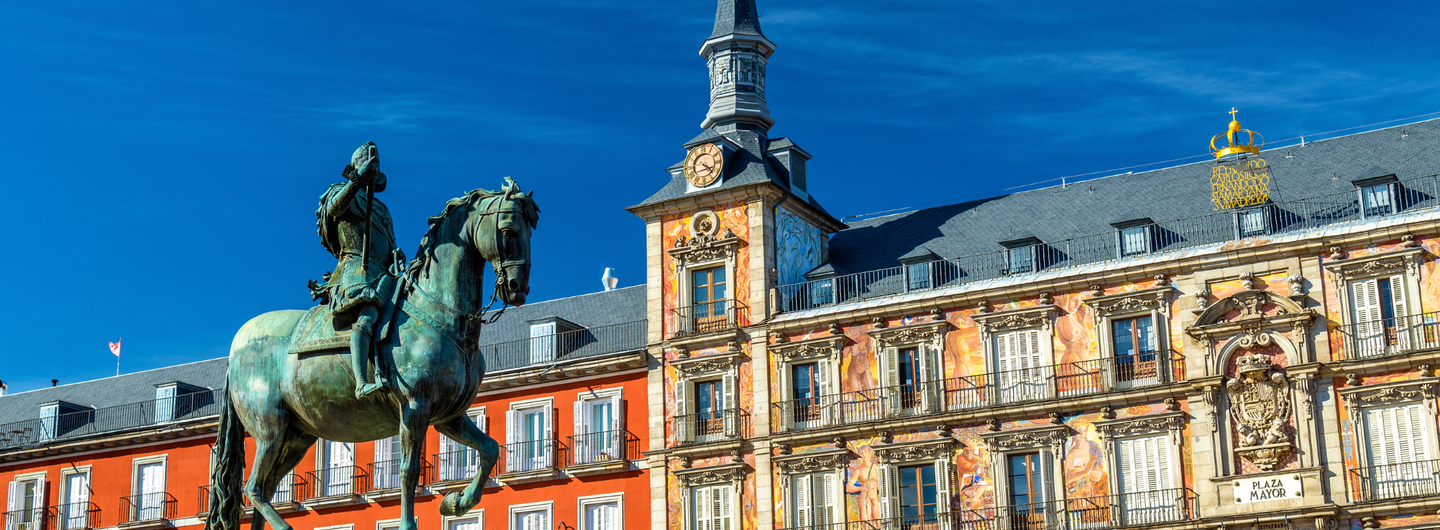 Statue of Philip ||| on Plaza Mayor, Madrid