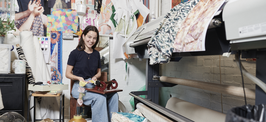 Student in textile studio