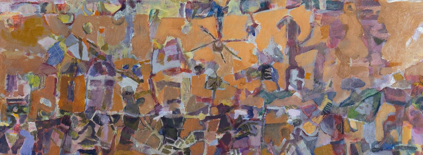 Tagelsir Ahmed, Figures Up and Down, 2010, oil on canvas, Courtesy of Jordan National Gallery of Fine Art