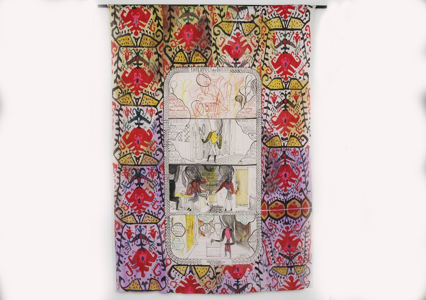 Interpret my Dreams, Acrylic on Silk, exhibited at MAC International Ulster Bank Prize, Arcadia Missa NY, Tate St Ives, Pallant House Gallery, Fitzwilliam Cambridge