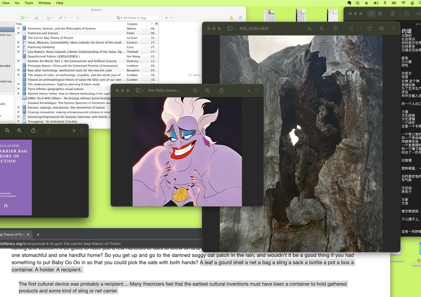 Ursulas and My Containers (image created for my writing “痛感共振中” [The Resonating Sufferings])