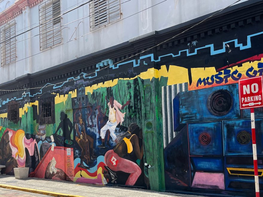 Large colourful street mural