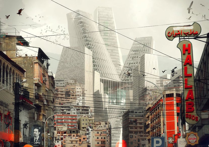 Street view toward tower, 2011