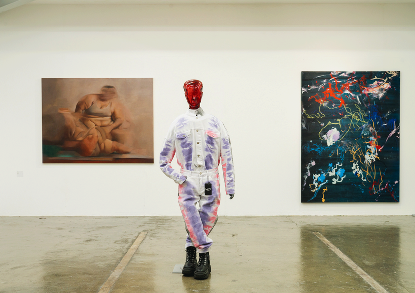 Untitled by Julia Moon, Red by Gaby Sahhar, deep in nature by Claire Zakiewicz (all MA Painting, 2026). Photo: Thomas Moen.
