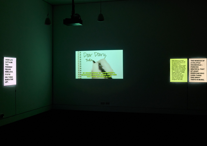 You Make Me Feel Group Exhibition, Emily Pope’s work – Feat. Jeanie Crystal and Zein Majali at Southwark Park Galleries (April-June 2025) Photo by Mischa Haller