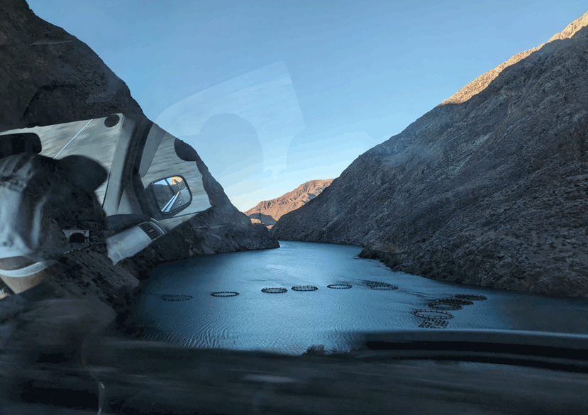 ‘Hydro-power – State and Energy in Central Asia’ Excerpt from research archive: a fish farm along the Naryn Industrial Complex – Kyrgyzstan, 2023.