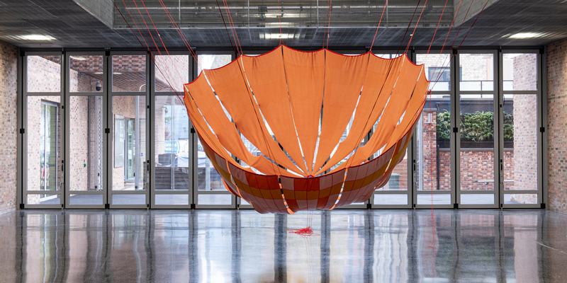 'Dare Mighty Things'. 2001-2022. 6m x 6m. Merinio wool, paracords, ballast. Installation